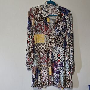 For The Republic Black and Red Long Sleeve Sundress